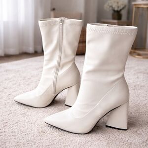 Chic Cream Heeled Boots for Women
